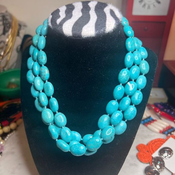 Three. Strand turquoise necklace. - Picture 3 of 7